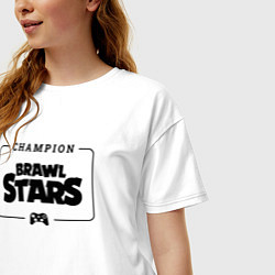 Футболка оверсайз женская Brawl Stars gaming champion: рамка с лого и джойст, цвет: белый — фото 2