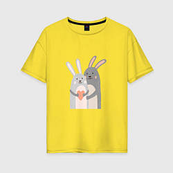 Футболка оверсайз женская Rabbits Love, цвет: желтый