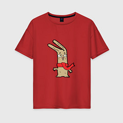Женская футболка оверсайз Кролик в шарфике
