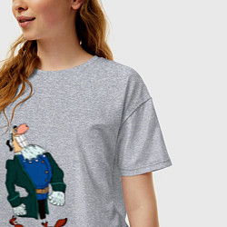 Футболка оверсайз женская Доктор Ливси шагает под фонк мем, цвет: меланж — фото 2