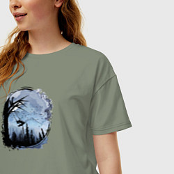 Футболка оверсайз женская Лисичка на качелях, цвет: авокадо — фото 2