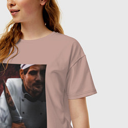 Футболка оверсайз женская Американский огузок, цвет: пыльно-розовый — фото 2