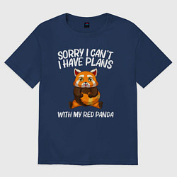 Футболка оверсайз женская Извините у меня есть планы на мою красную панду, цвет: тёмно-синий