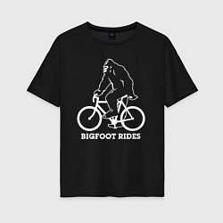 Женская футболка оверсайз Бигфут на велосипеде