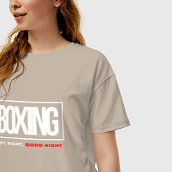 Футболка оверсайз женская Boxing good night, цвет: миндальный — фото 2