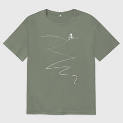 Футболка оверсайз женская Велосипед в горах, цвет: авокадо