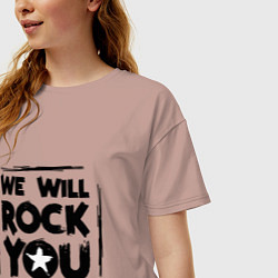 Футболка оверсайз женская We rock you, цвет: пыльно-розовый — фото 2