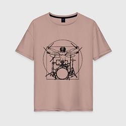 Женская футболка оверсайз Vitruvian drummer