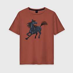Женская футболка оверсайз Лошадь мустанг