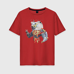 Женская футболка оверсайз Bear-zombie - Halloween - Hype