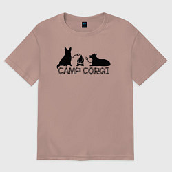 Футболка оверсайз женская Лагерь корги, цвет: пыльно-розовый