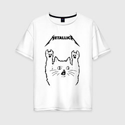 Футболка оверсайз женская Metallica - rock cat, цвет: белый