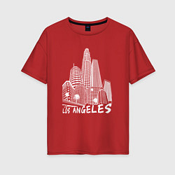 Футболка оверсайз женская Город Лос Анджелес США, цвет: красный