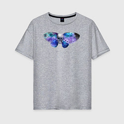 Женская футболка оверсайз Череп - бабочка