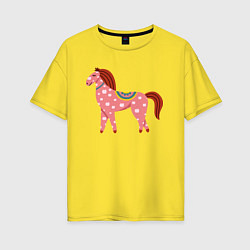 Женская футболка оверсайз Красочная лошадка