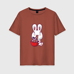 Футболка оверсайз женская Eating Rabbit, цвет: кирпичный
