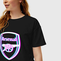 Футболка оверсайз женская Arsenal FC в стиле glitch, цвет: черный — фото 2