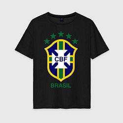 Футболка оверсайз женская Brasil CBF, цвет: черный