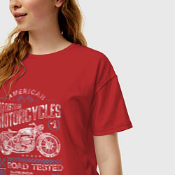 Футболка оверсайз женская Мотоцикл ретро, цвет: красный — фото 2