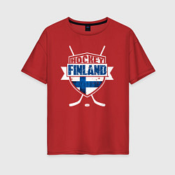 Женская футболка оверсайз Хоккей Финляндия