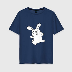 Футболка оверсайз женская Happy Bunny, цвет: тёмно-синий