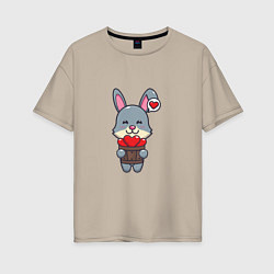 Женская футболка оверсайз Кролик и сердечки