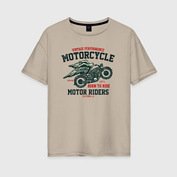 Женская футболка оверсайз Ретро мотоцикл с крыльями