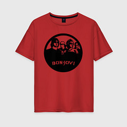Футболка оверсайз женская Bon Jovi rock, цвет: красный