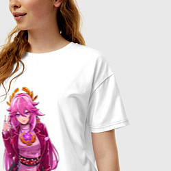 Футболка оверсайз женская Яэ Мико на стиле - Геншин Импакт, цвет: белый — фото 2