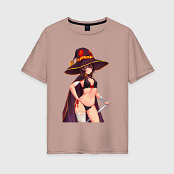 Женская футболка оверсайз Мегумин с жезлом - Коносуба