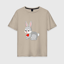 Женская футболка оверсайз Кролик и сердечко