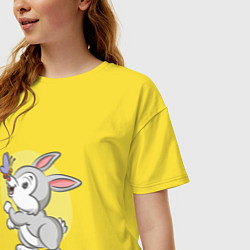 Футболка оверсайз женская Кролик и бабочка, цвет: желтый — фото 2