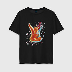 Женская футболка оверсайз Лиса в огне