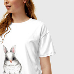 Футболка оверсайз женская Милый белый кролик, цвет: белый — фото 2