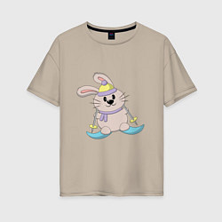 Женская футболка оверсайз Кролик - лыжник