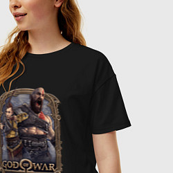 Футболка оверсайз женская Атрей и Кратос GoW Ragnarok, цвет: черный — фото 2