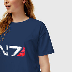 Футболка оверсайз женская Mass Effect N7 - Logotype, цвет: тёмно-синий — фото 2