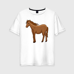 Женская футболка оверсайз Милая лошадка
