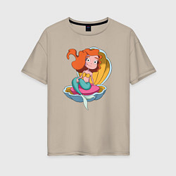 Женская футболка оверсайз Русалочка и морская раковина