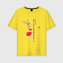 Футболка оверсайз женская Новогодний стриптиз от зайки, цвет: желтый