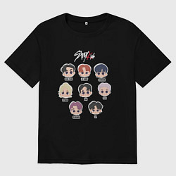 Футболка оверсайз женская Stray Kids Chibi, цвет: черный