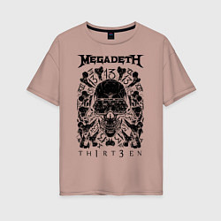 Футболка оверсайз женская Megadeth Thirteen, цвет: пыльно-розовый