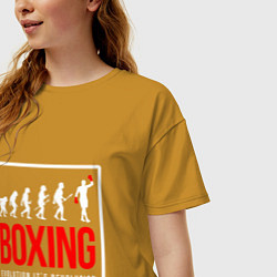 Футболка оверсайз женская Boxing evolution its revolution, цвет: горчичный — фото 2