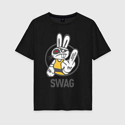 Женская футболка оверсайз SWAG Bad rabbit - Merry Christmas!