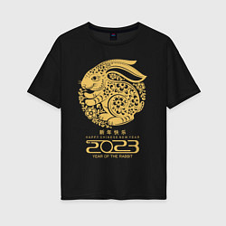 Женская футболка оверсайз Happy chinese new year, year of the rabbit - 2023