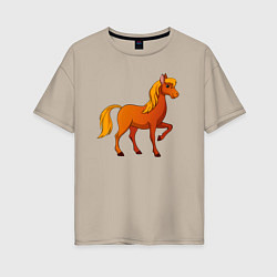 Футболка оверсайз женская Добрый конь, цвет: миндальный