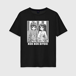 Женская футболка оверсайз Комари и Нацуми - Деревенская глубинка