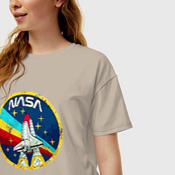 Футболка оверсайз женская NASA - emblem - USA, цвет: миндальный — фото 2