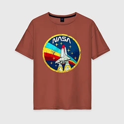 Футболка оверсайз женская NASA - emblem - USA, цвет: кирпичный