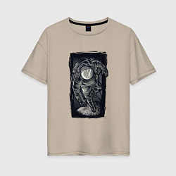 Женская футболка оверсайз Объемный космонавт